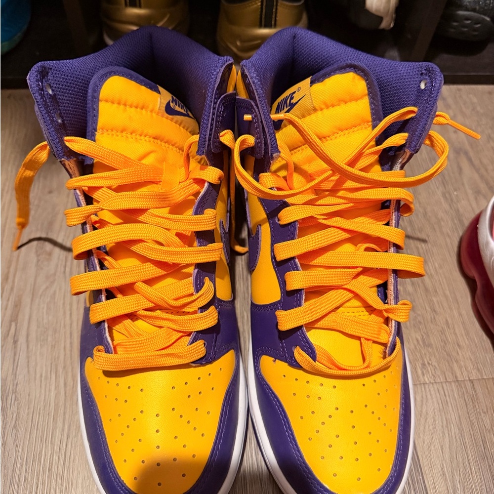 Nike Yellow and Purple High-Top Sneakers - Picture 2 of 2